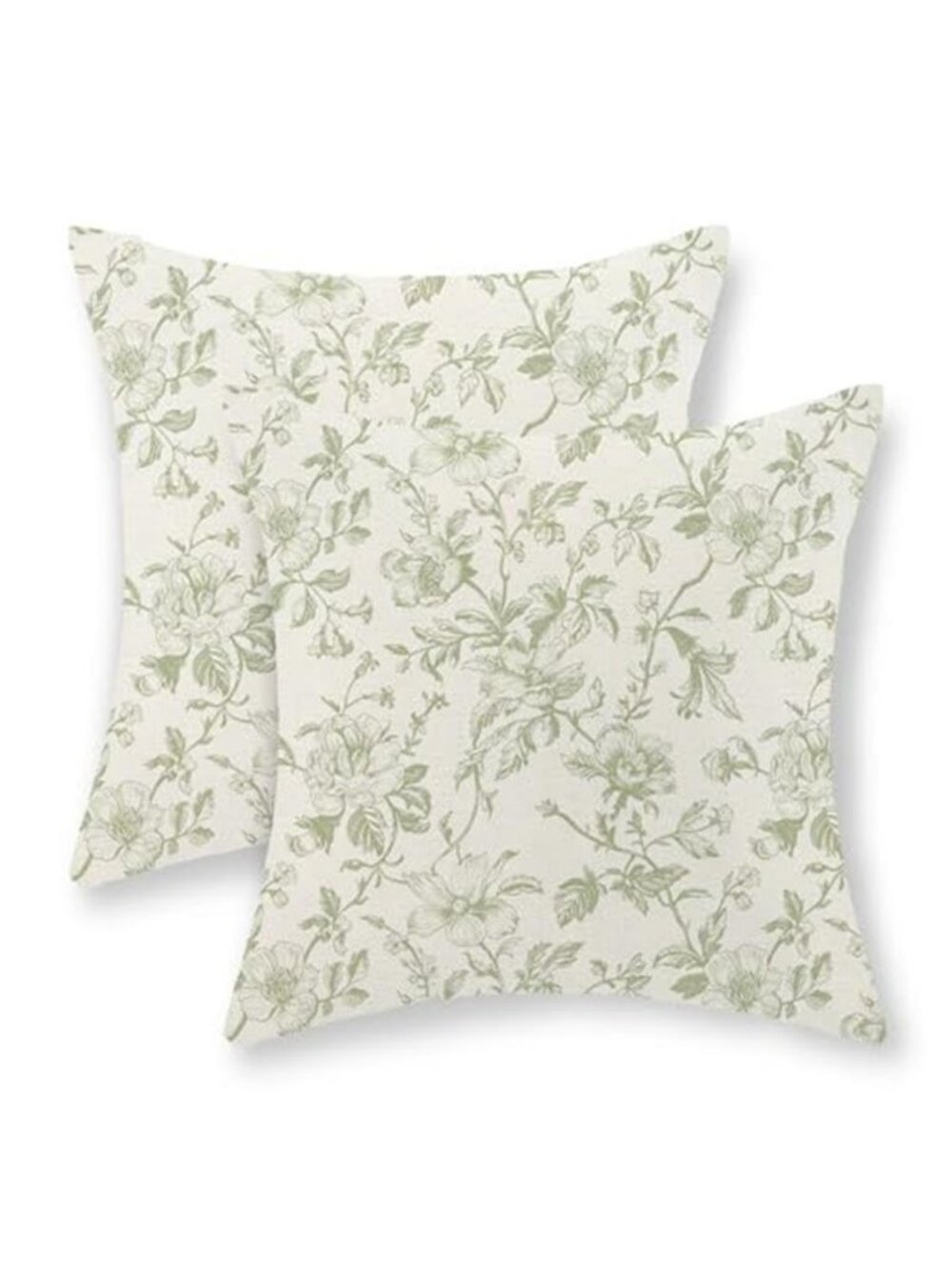 Sage Green Floral Pillow Covers 18x18 Set of 2 Light Green Chinoiserie Floral